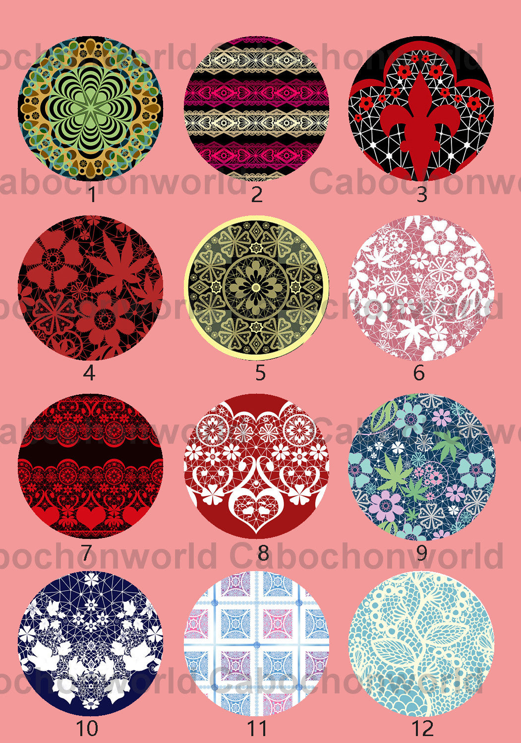 Collection de cabochons à motifs floraux CWN0037