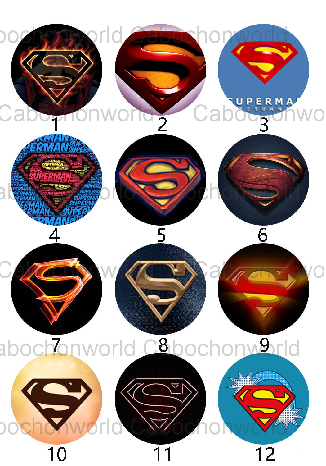Collection de cabochons symbole Superman CW0084
