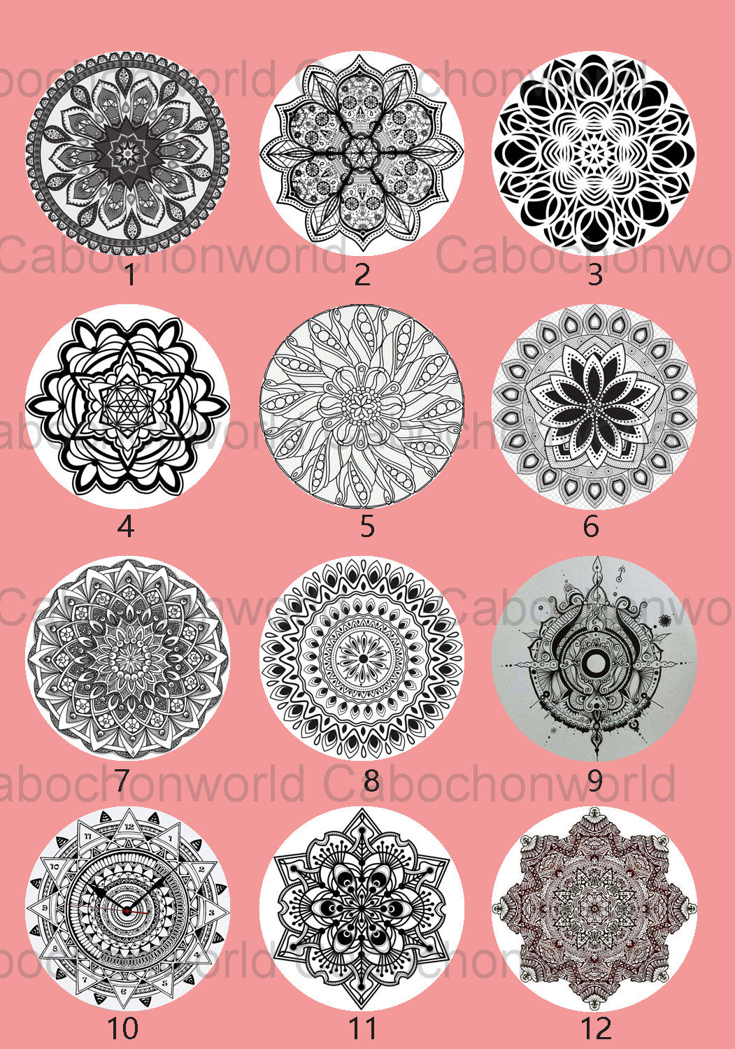 Mandala Floral Pattern Cabochon Collection CWN0084