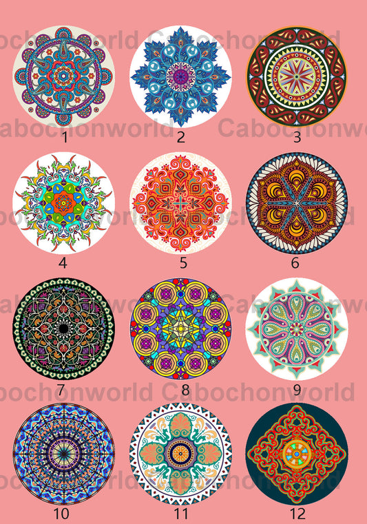 Mandala Floral Pattern Cabochon Collection CWN0089