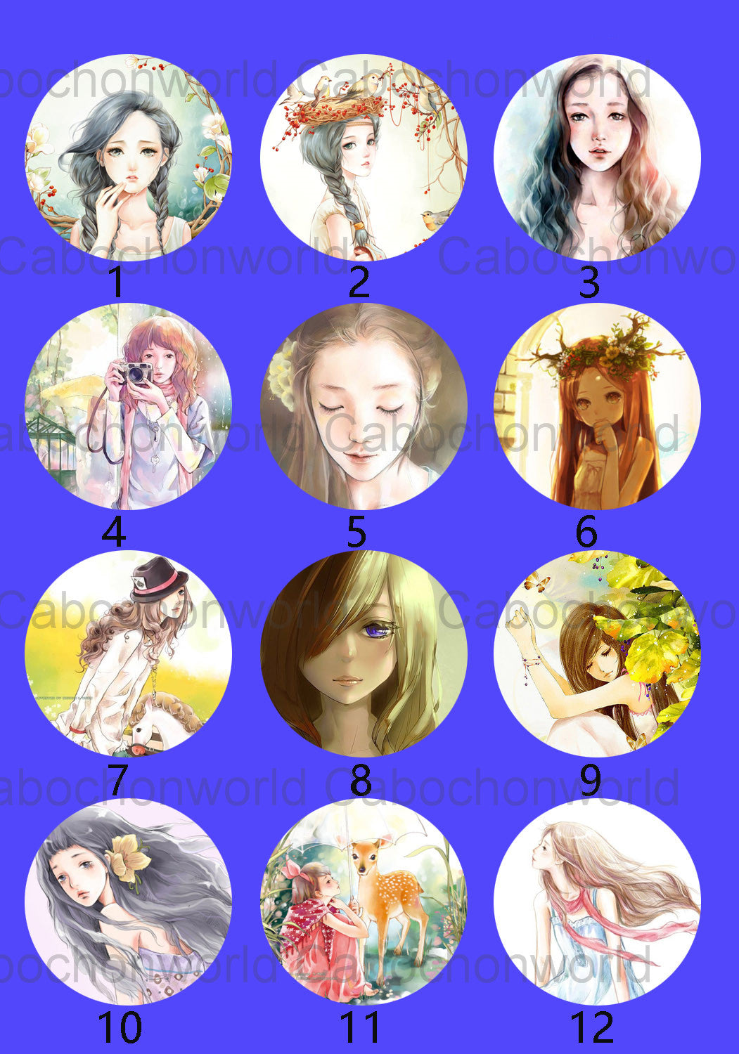 Collection de cabochons de peinture de fille de beauté CW0091