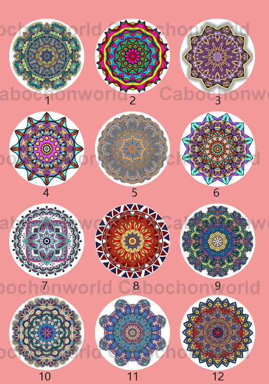 Mandala Floral Pattern Cabochon Collection CWN0094