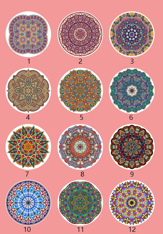 Collection de cabochons à motif floral mandala CWN0095