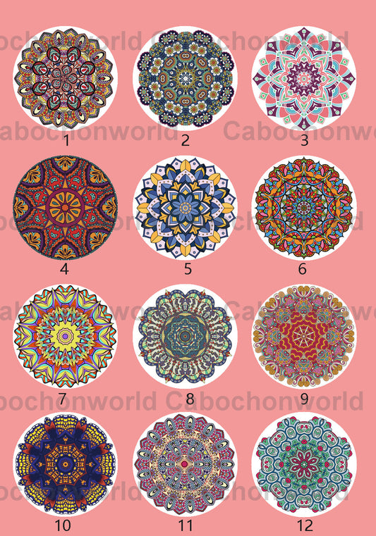 Mandala Floral Pattern Cabochon Collection CWN0096