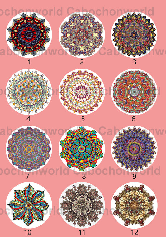 Collection de cabochons à motif floral Mandala CWN0100