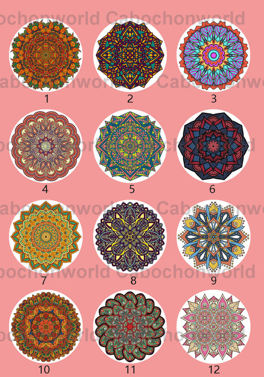 Collection de cabochons à motif floral mandala CWN0101