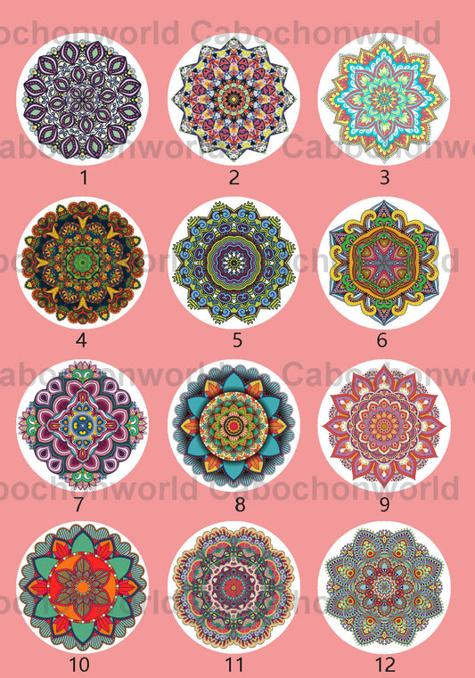 Collection de cabochons à motif floral mandala CWN0103