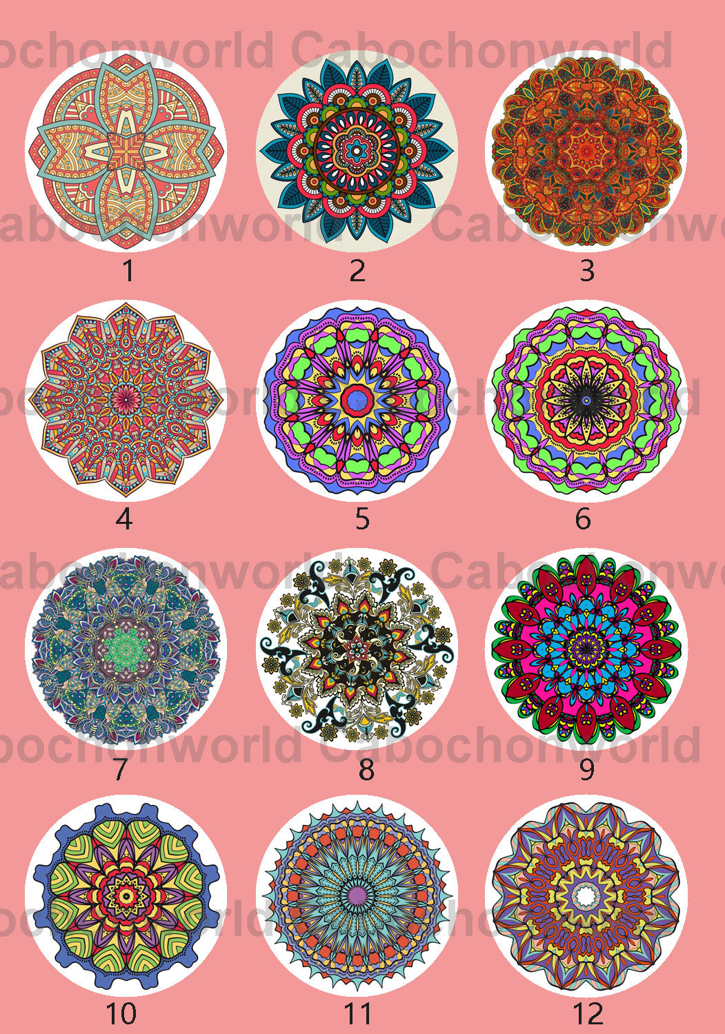 Mandala-Blumenmuster-Cabochon-Kollektion CWN0104