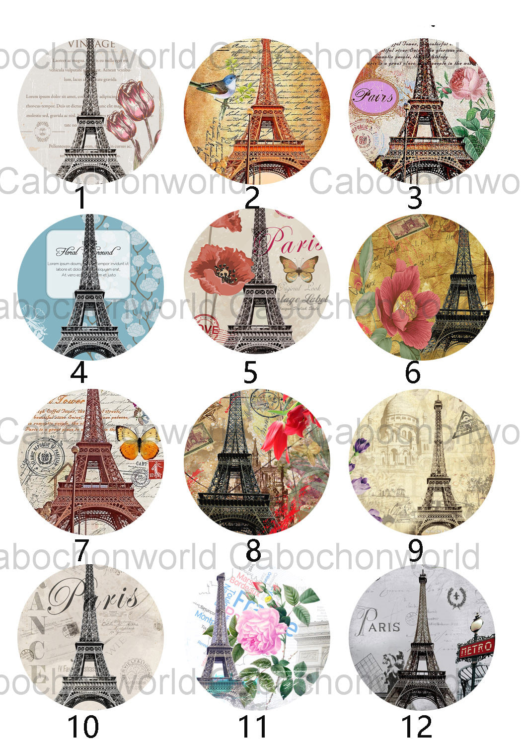 Tour Eiffel Peinture Cabochon Collection CW0125