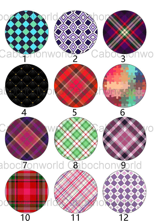 Collection de cabochons à carreaux écossais CW0137