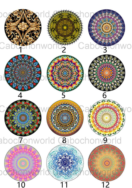 Collection de cabochons à motif mandala CW0138