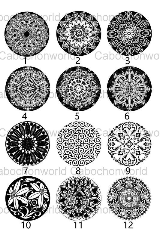 Collection de cabochons à motif mandala CW0140