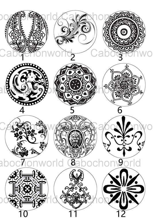 Collection de cabochons à motif mandala CW0141