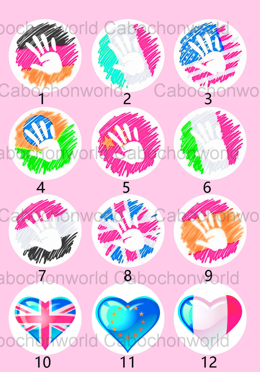 Collection de cabochons de dessin de drapeau national CW0152