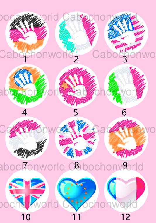 Collection de cabochons de dessin de drapeau national CW0152