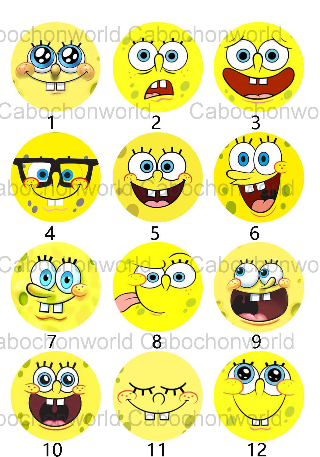 Collection de cabochons de dessin animé Bob l'éponge CW0153