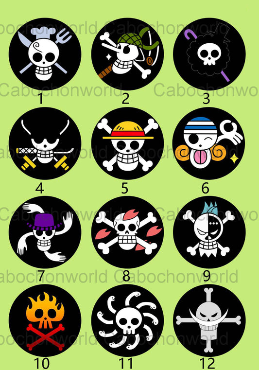 Collection de cabochons de crâne de pirate de dessin animé CW0157