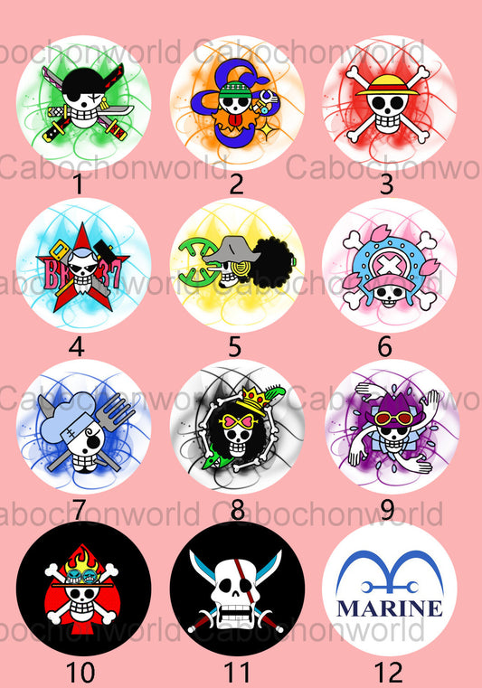 Collection de cabochons de crâne de pirate de dessin animé CW0158