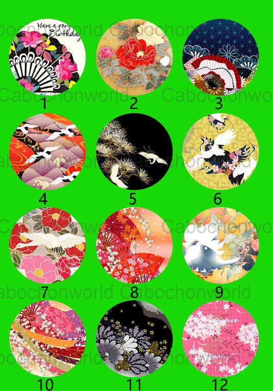 Collection de cabochons floraux sur le thème de la longévité, grue de pin, CW0160