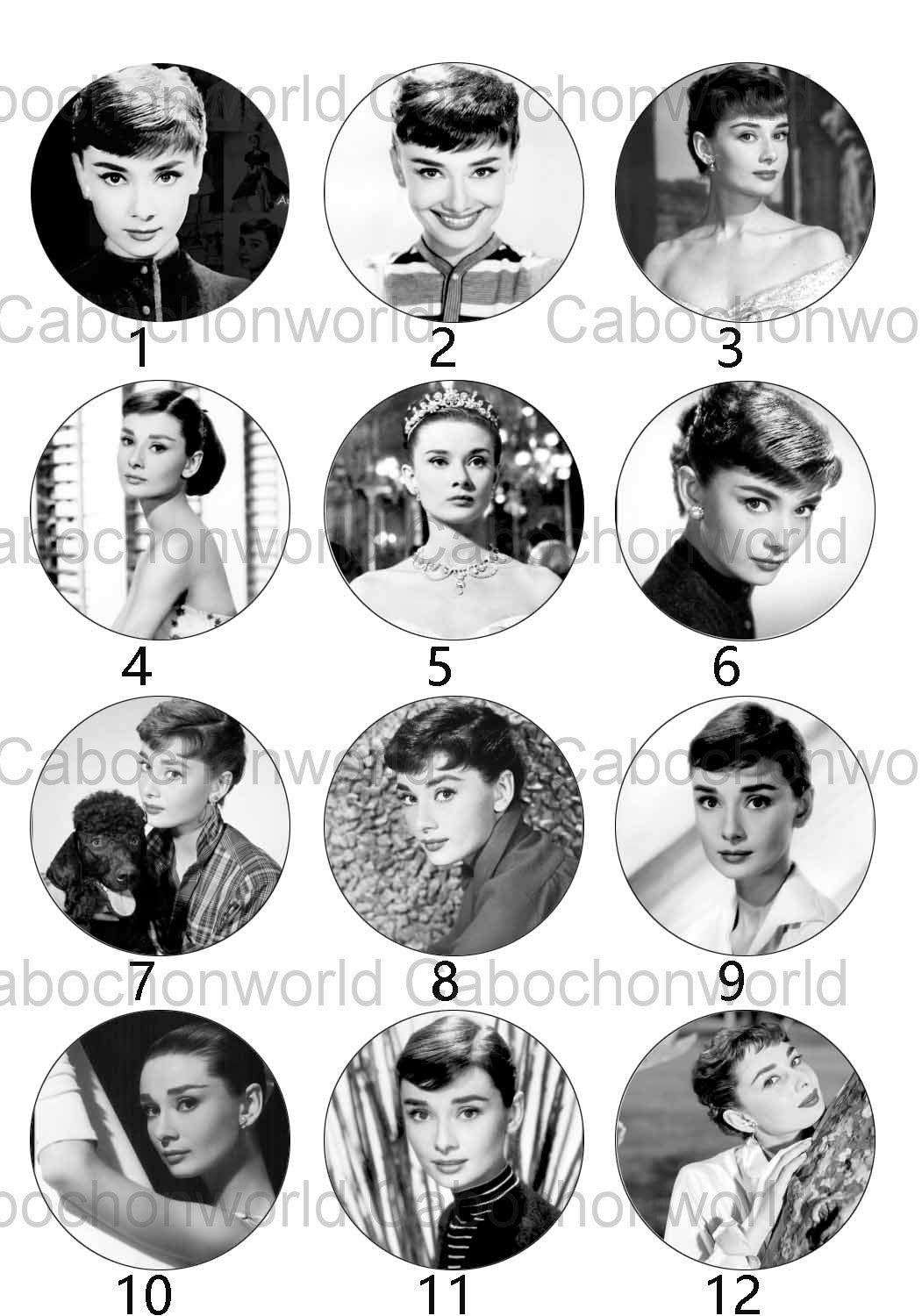 Audrey Hepburn Collection de cabochons photo vintage CW0161