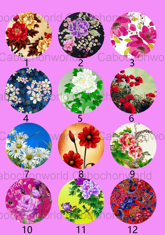 Collection de cabochons de peinture florale CW0174