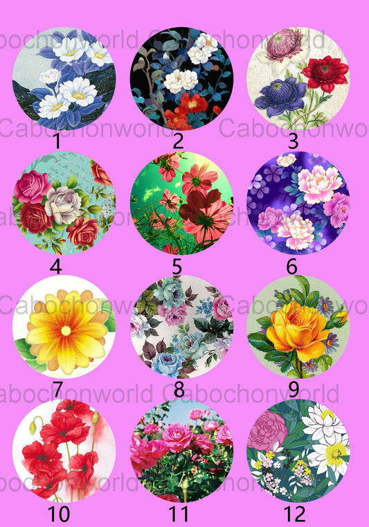 Collection de cabochons de peinture florale CW0175