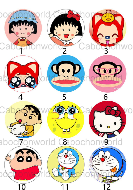 Collection de cabochons de personnages de dessins animés mignons, CW0189