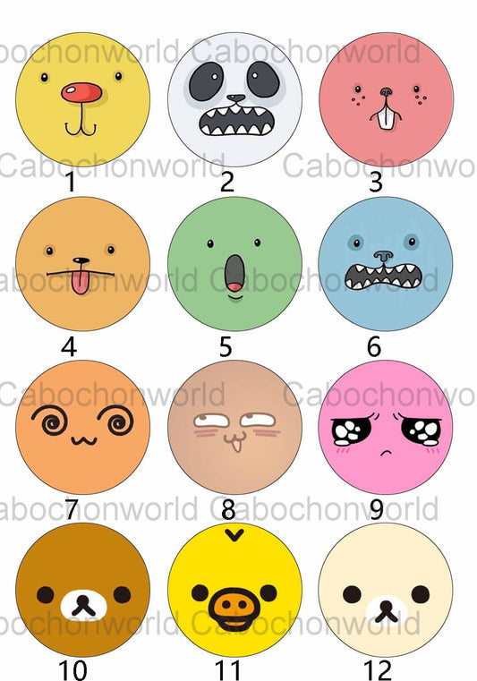 Collection de cabochons de visage d'animal de dessin animé CW0218