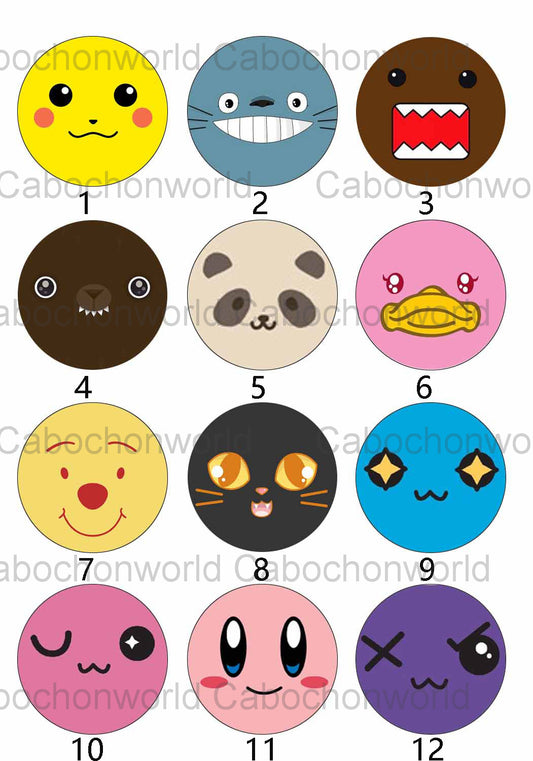 Collection de cabochons de visage d'animal de dessin animé CW0219