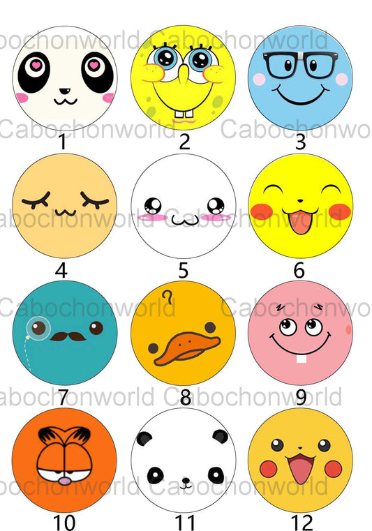 Collection de cabochons de visage d'animal de dessin animé CW0220