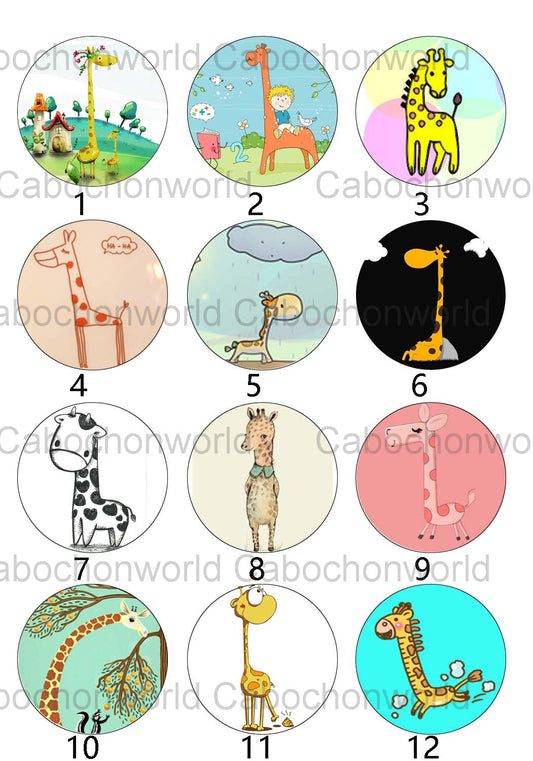 Collection de cabochons girafe de dessin animé CW0235