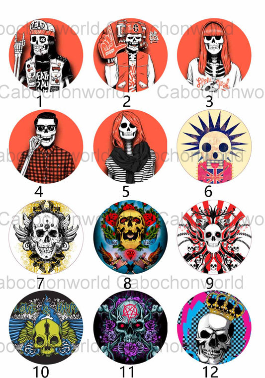 Collection de cabochons de crâne de style punk CW0236