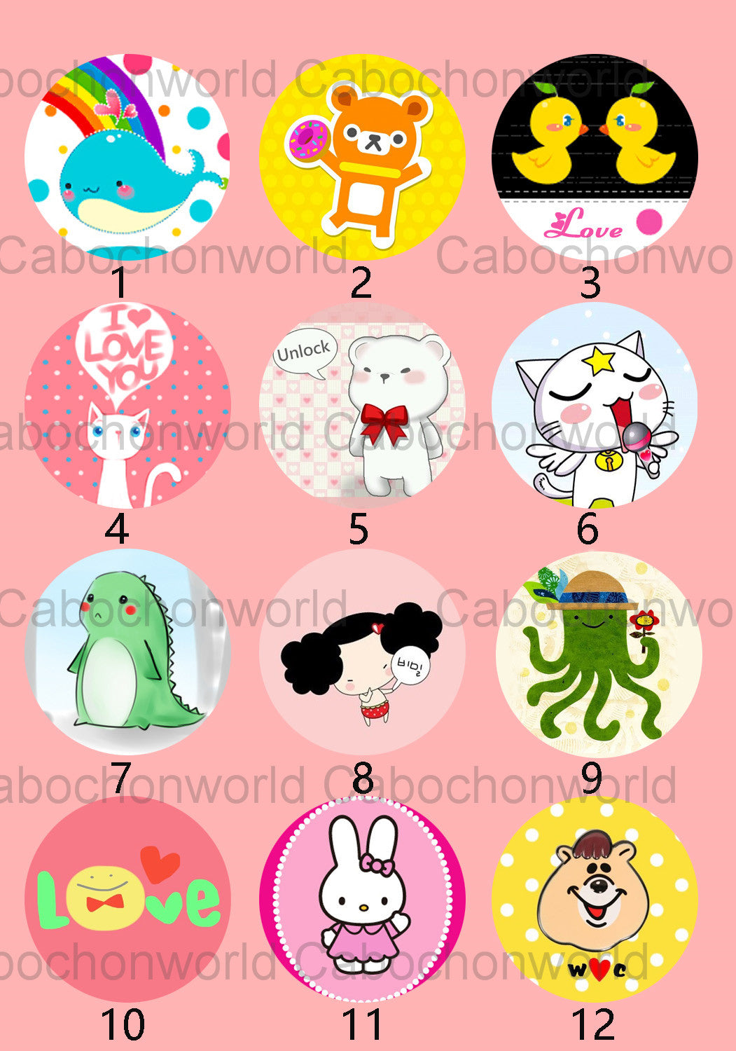 Verschiedene Cartoon-Tier-Cabochon-Kollektion CW0267