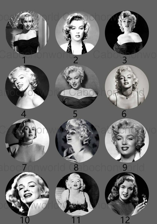 Collection de cabochons photo vintage célèbre étoile Hepburn Monroe du 20e siècle CW0298