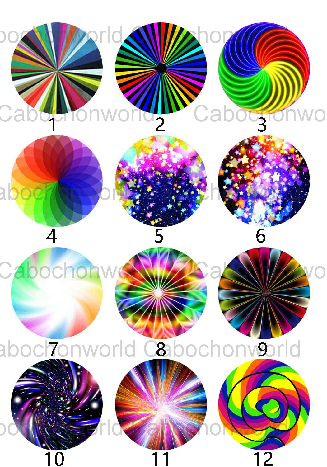 Collection de cabochons à motif scintillant coloré CW0300