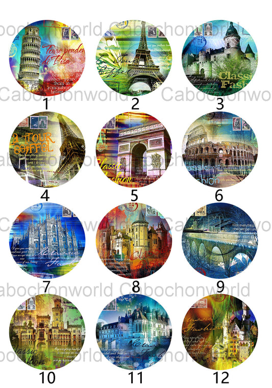 Collection de cabochons de bâtiments célèbres CW0302