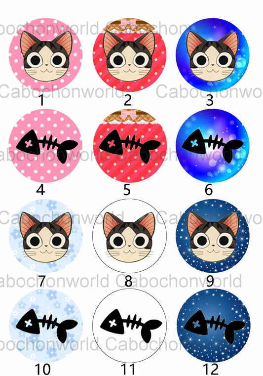 Belle collection de cabochons en arête de poisson pour chat CW0311