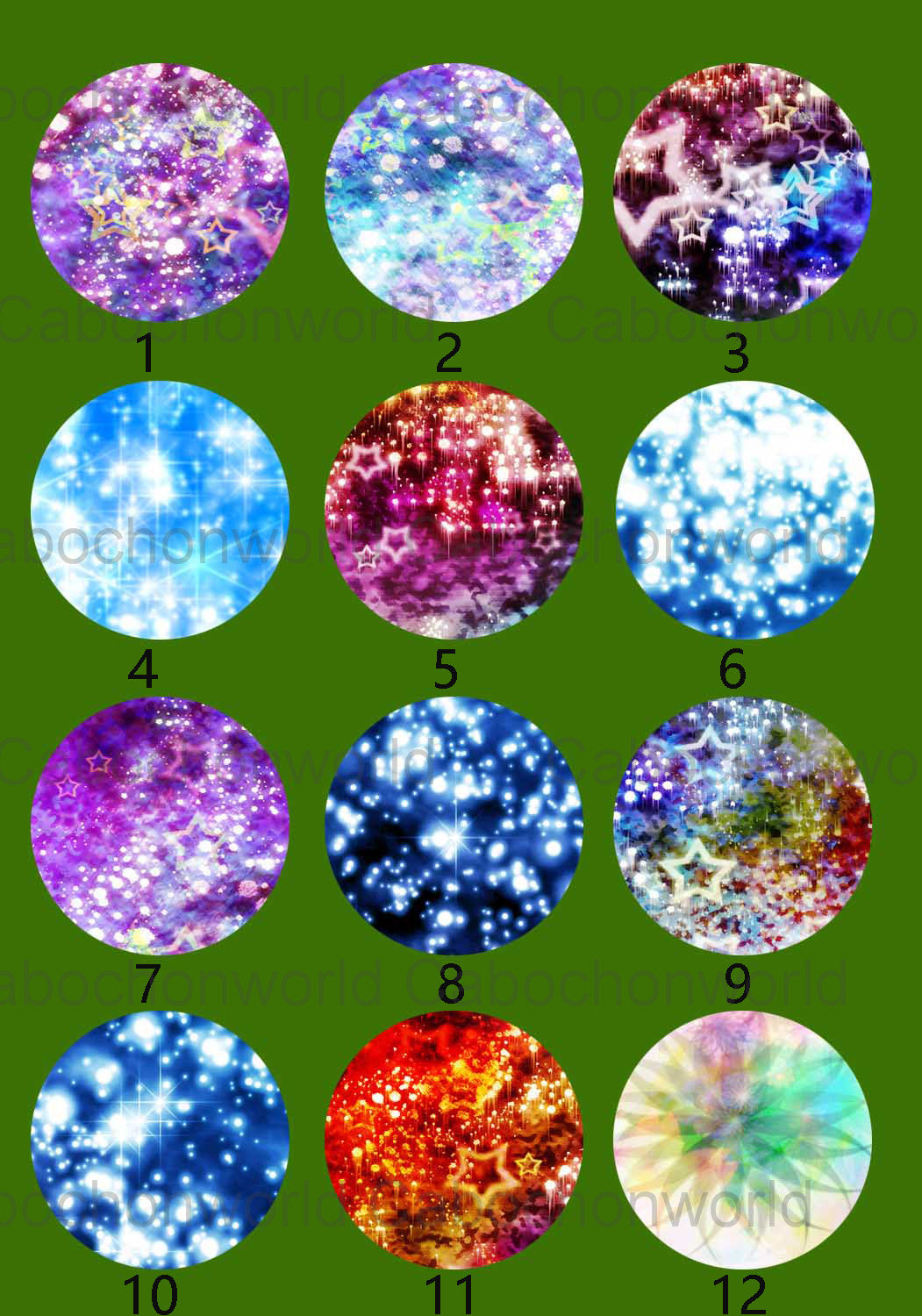 Collection de cabochons à motif scintillant CW0320