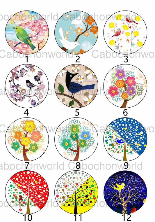 Collection de cabochons de dessin d'arbre CW0321