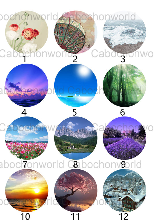 Collection de cabochons de beaux paysages CW0353