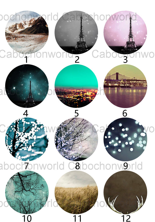 Collection de cabochons de beaux paysages CW0355