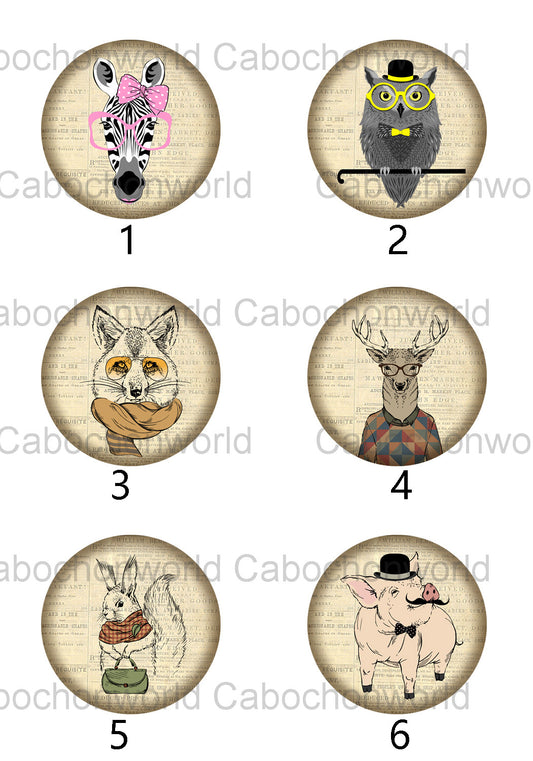 Collection de cabochons d'animaux habillés CW0372