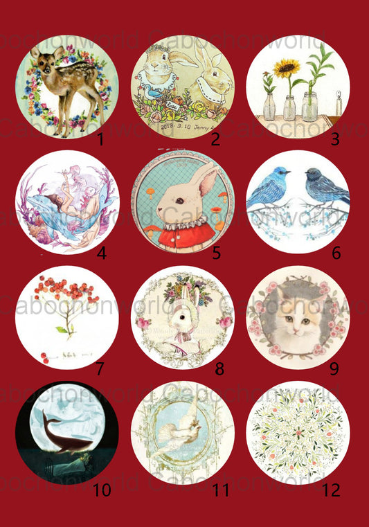 Collection de cabochons de peinture animale CW0446