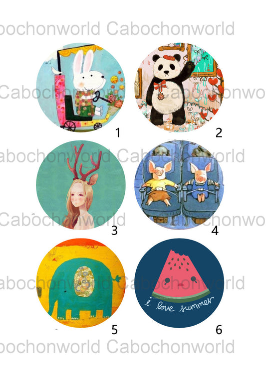 Collection de cabochons de peinture animale CW0448