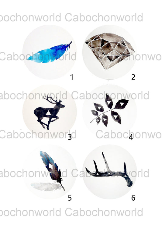 Collection de cabochons de peinture de cerf CW0451