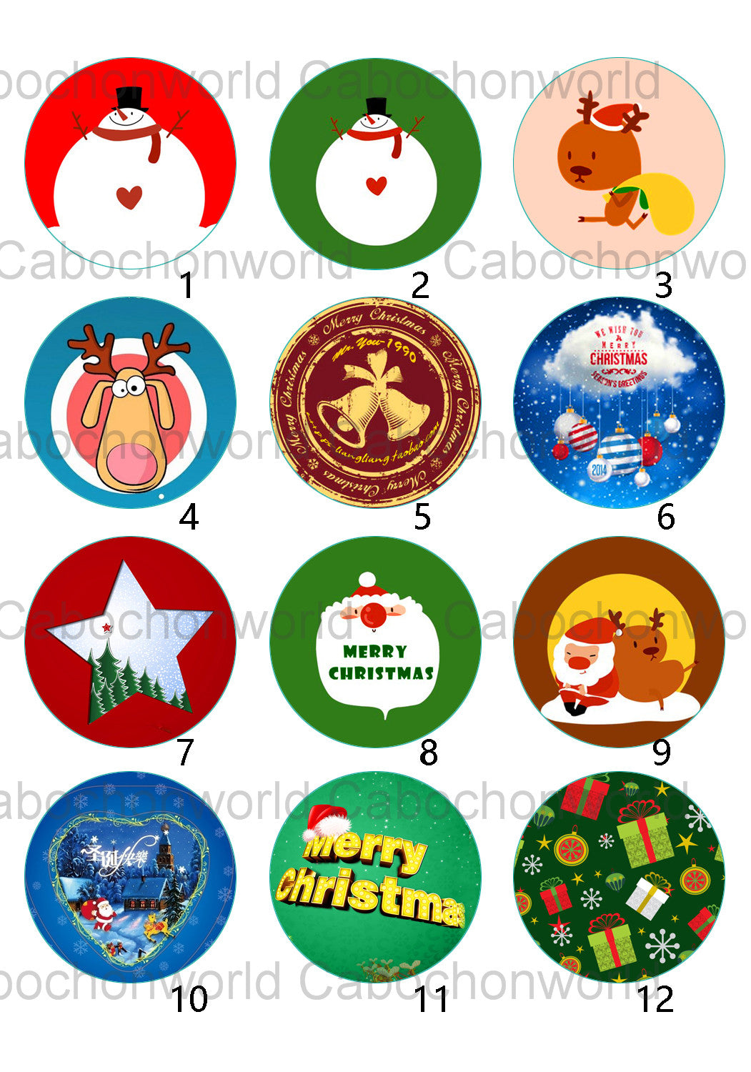 Collection de cabochons sur le thème de Noël CW0452