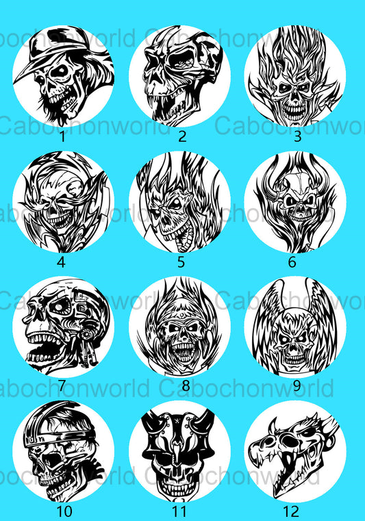 Collection de cabochons de dessin de crâne CW0485