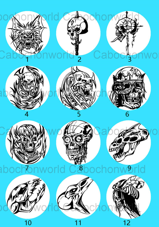 Collection de cabochons de dessin de crâne CW0486
