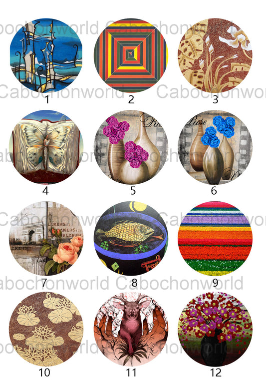 Collection de cabochons de peinture de fleurs CW0519