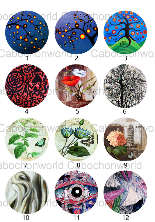 Collection de cabochons de peinture de fleurs CW0520